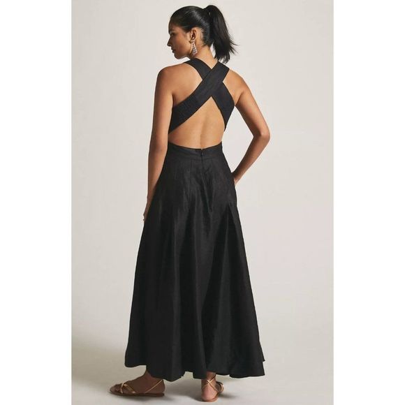 Anthropologie Aureta Studio Boatneck Linen Maxi Dress - Picture 4 of 14